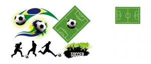サッカーのさまざまな場面や要素を描いたクリップアート。こちらもカットとして幅広く利用できそうですね。