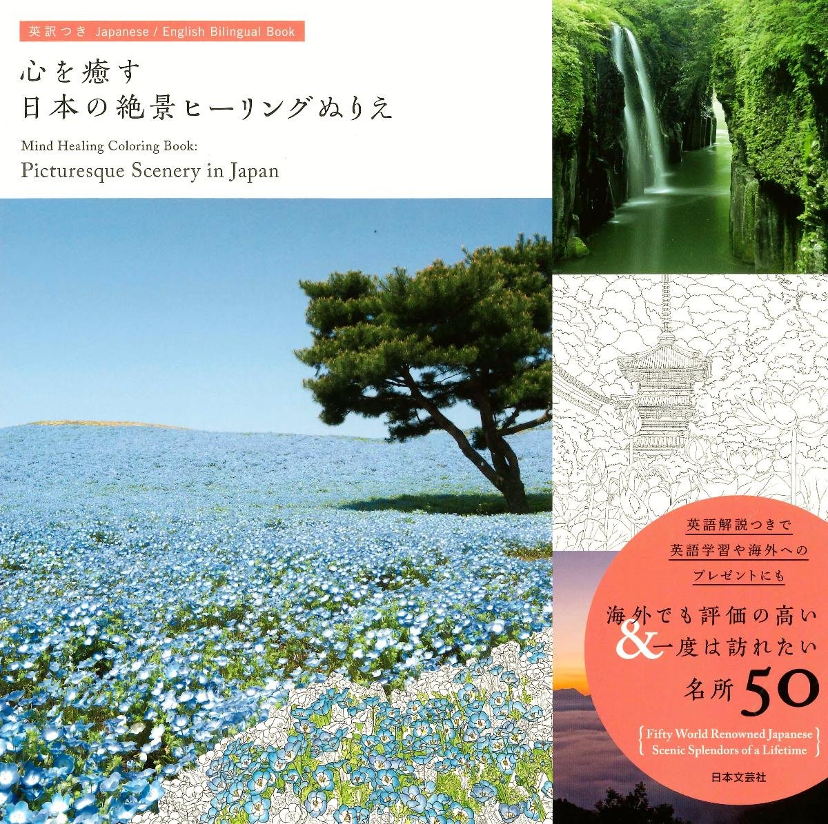 四季のうつろいに癒される 英訳つき 心を癒す日本の絶景ヒーリングぬりえ 発売 インバウンドぬり絵 とは デザインってオモシロイ Mdn Design Interactive