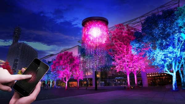 チームラボクリスタル花火 / teamLab Crystal Fireworks teamLab, 2014-, Interactive Light Sculpture, LED, Endless, Sound: teamLab ※画像はチームラボと香川 夏のデジタルアート祭り より