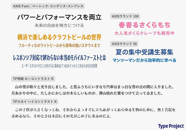 定額利用できるフォントの例