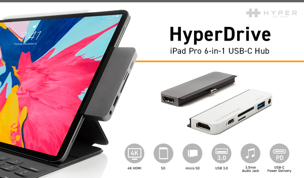 HyperDrive iPad Pro 2018モデル専用 6in1 USB-C Hub