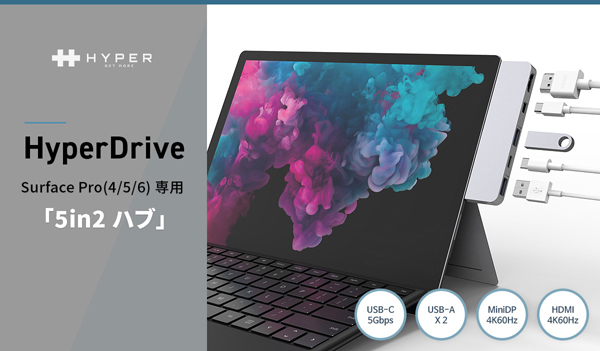 HyperDrive Surface Pro（4/5/6）専用 5in2 Hub