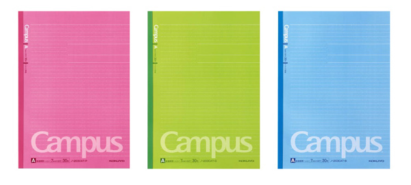キャンパスノート（ドット入り罫線・カラー表紙）A4・3色パック