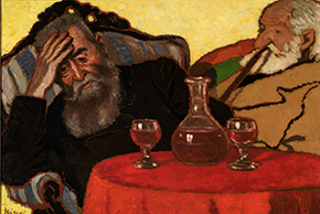 リップル＝ローナイ・ヨージェフ《赤ワインを飲む私の父とピアチェク伯父さん》1907年 油彩／厚紙　ブダペスト、ハンガリー・ ナショナル・ギャラリー　 © Museum of Fine Arts, Budapest － Hungarian National Gallery, 2019