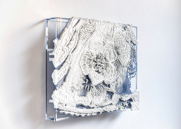 「Lace#26」2019年 17×22.5×3cm、アクリルボックスの上にシルクスクリーン