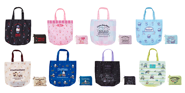 エコバッグMサイズ サイズ：バッグ 縦40㎝×横42㎝×幅18㎝程度 / ポーチ 縦12.5㎝×横16.5㎝程度 価格： 各1,200円