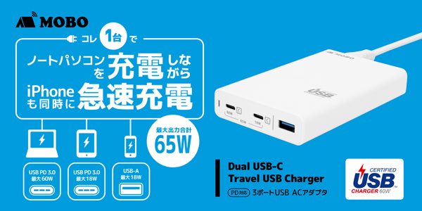 Dual USB-C Travel USB Charger