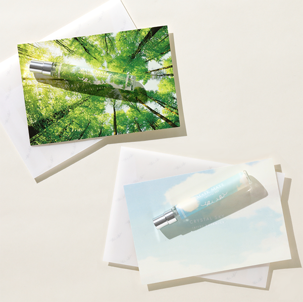 購入者には、「CRYSTAL SKY」と「WALK THROUGH FOREST」それぞれのパッケージと同デザインのオリジナルレターセットをプレゼント