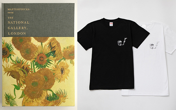 ＜ロンドン・ナショナル・ギャラリー展＞ 公式図録（ほぼ日カルチャん特製ステッカー付き） 2,900円（税込） Tシャツ 自画像ブラック（カルチャん限定）・ホワイト／和田ラヂヲ 3,960円（税込）