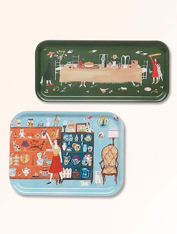 上：BIRCHWOOD TRAY（SET THE TABLE） 下：BIRCHWOOD TRAY（ANTIQUE SHOP） 価格：各2,300円（税別）