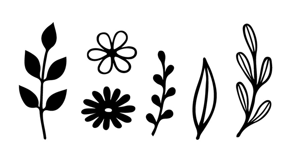 「ボタニカル A」スタンプ6個セット 女性が使いやすい、おしゃれにかわいく仕上がるデザイン