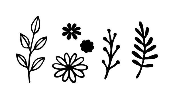 「ボタニカル Ｂ」スタンプ6個セット こちらも数種類の植物をデザイン