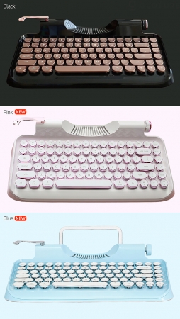 タイプライター風デザインの「Rymek メカニカルキーボード」に新色Blue 