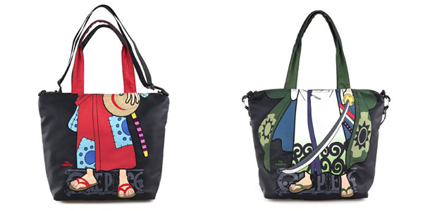 ONE PIECE 2WAYトート 右：着物ルフィ、左：着物ゾロ 価格：6,500円（税別）