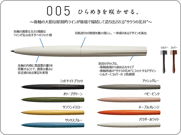 本体色、クリップ、インクカラーを自由にアレンジできる