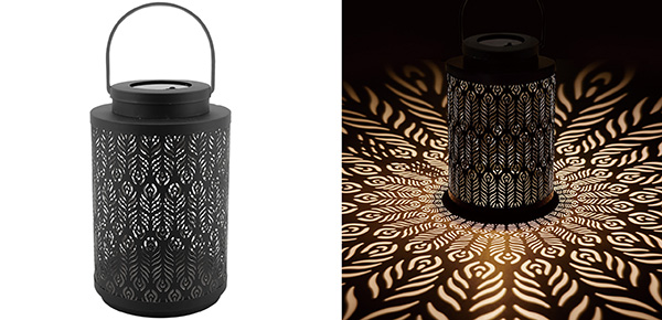 LEDソーラー　ピーコック 価格：3,000（税別） サイズ：φ155×H330mm　(ハンドル含む)