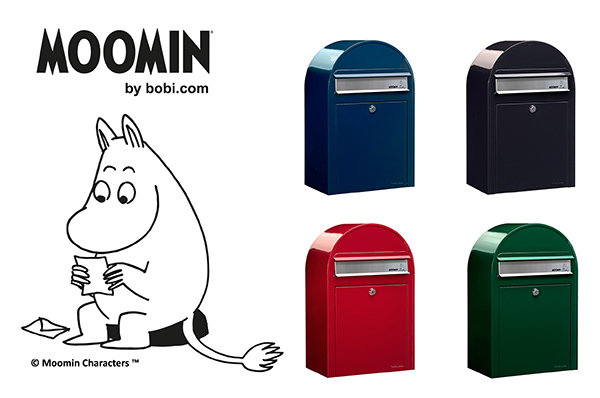 郵便ポスト「ムーミンフラップ ボビ」 サイズ： W320×H500×D210mm カラー： ブラック、レッド、ダークグリーン、ネイビーブルー