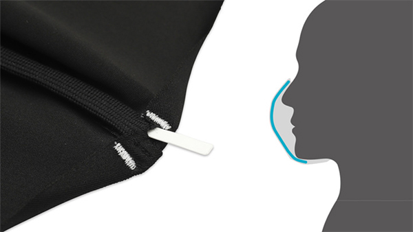 マスクが口に触れず快適な空間を保持。ワイヤーは取り外しが可能です