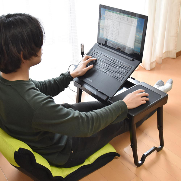 USBハブ付き高さ角度調整ローデスク