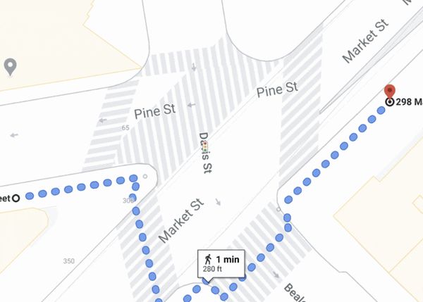横断歩道の位置が正確に記されたGoogle Map