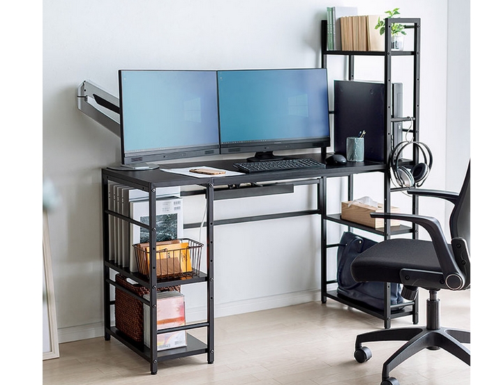 ダブルシェルフデスク「100-DESKH043BK」