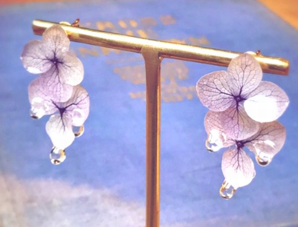 花雫ピアス～紫陽花2輪～