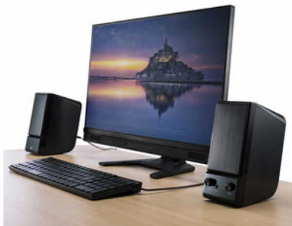 左右のスピーカー間は3.5mmモノラルミニプラグケーブル接続のセパレート式で、市販の延長ケーブルでスピーカー間の距離を延長することもできる 