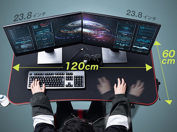 幅広天板設計でデュアルディスプレイにも対応