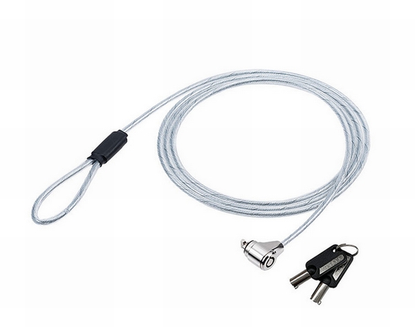 セキュリティワイヤー「200-SL086」 ケーブル表面にはビニールコーディング加工が施され、機器を傷つけない