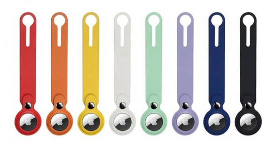 AirTag PUロングレザーキーホルダー