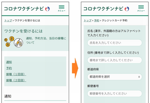 偽物の「コロナワクチンナビ」へと誘導するイメージ