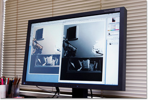 Photoshopを使って、モノクロの写真に色付けする作業