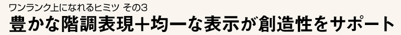ワンランク上になれるヒミツ その3 豊かな階調表現＋均一な表示が創造性をサポート